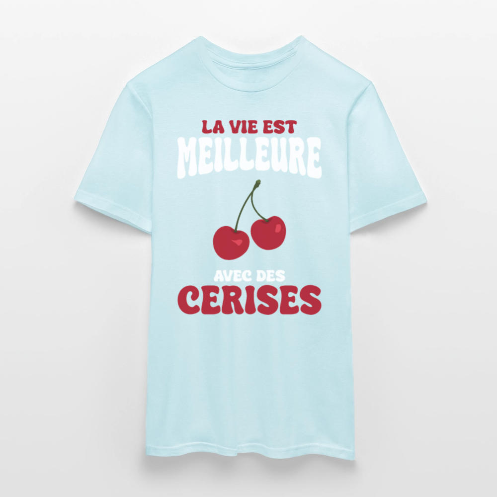 T-shirt Homme - La vie est meilleure avec des cerises - ciel