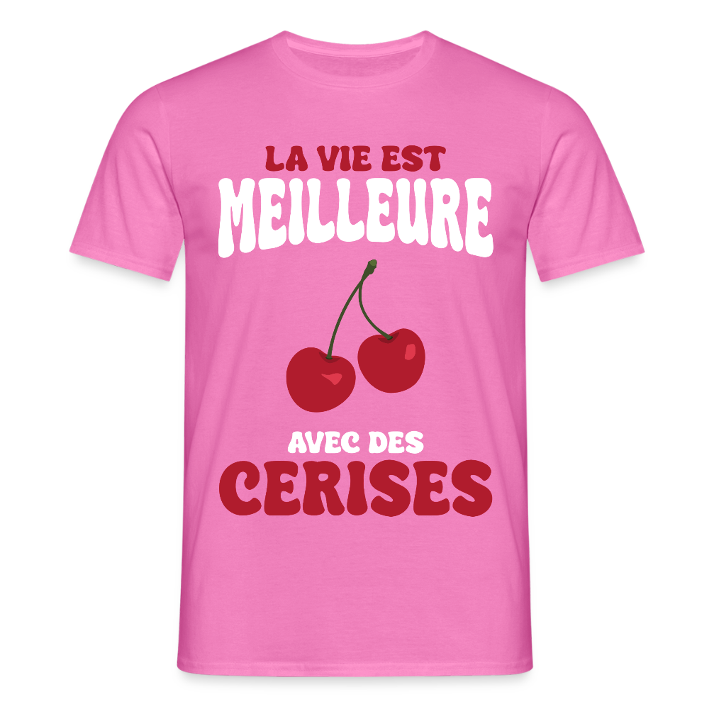 T-shirt Homme - La vie est meilleure avec des cerises - rose