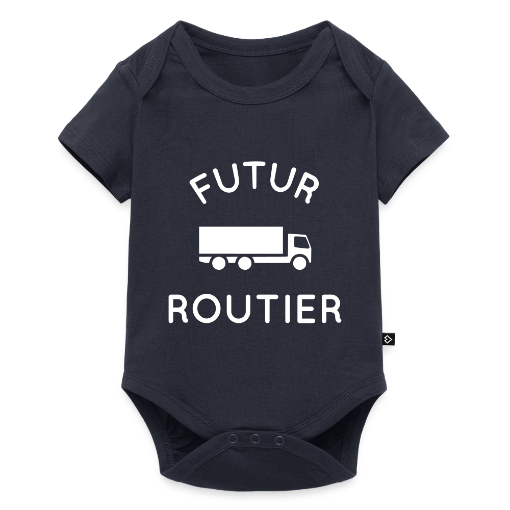 Body Bébé bio manches courtes - Futur routier - bleu marine