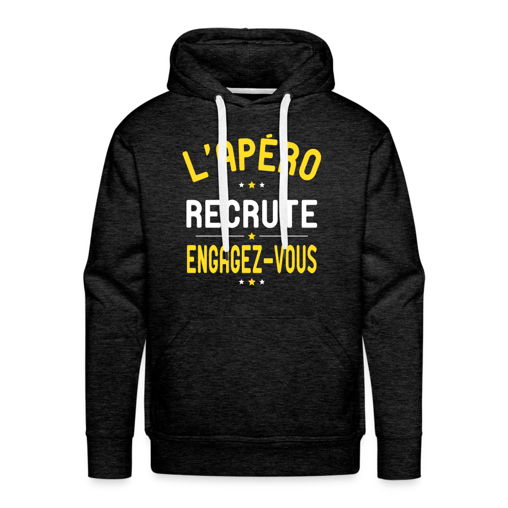 Sweat à capuche Premium Homme - L'apéro recrute - charbon