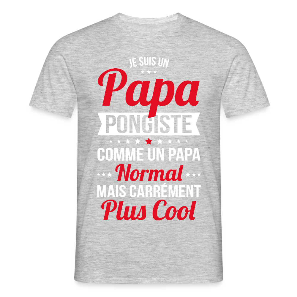 T-shirt Homme - Papa pongiste plus cool - gris chiné