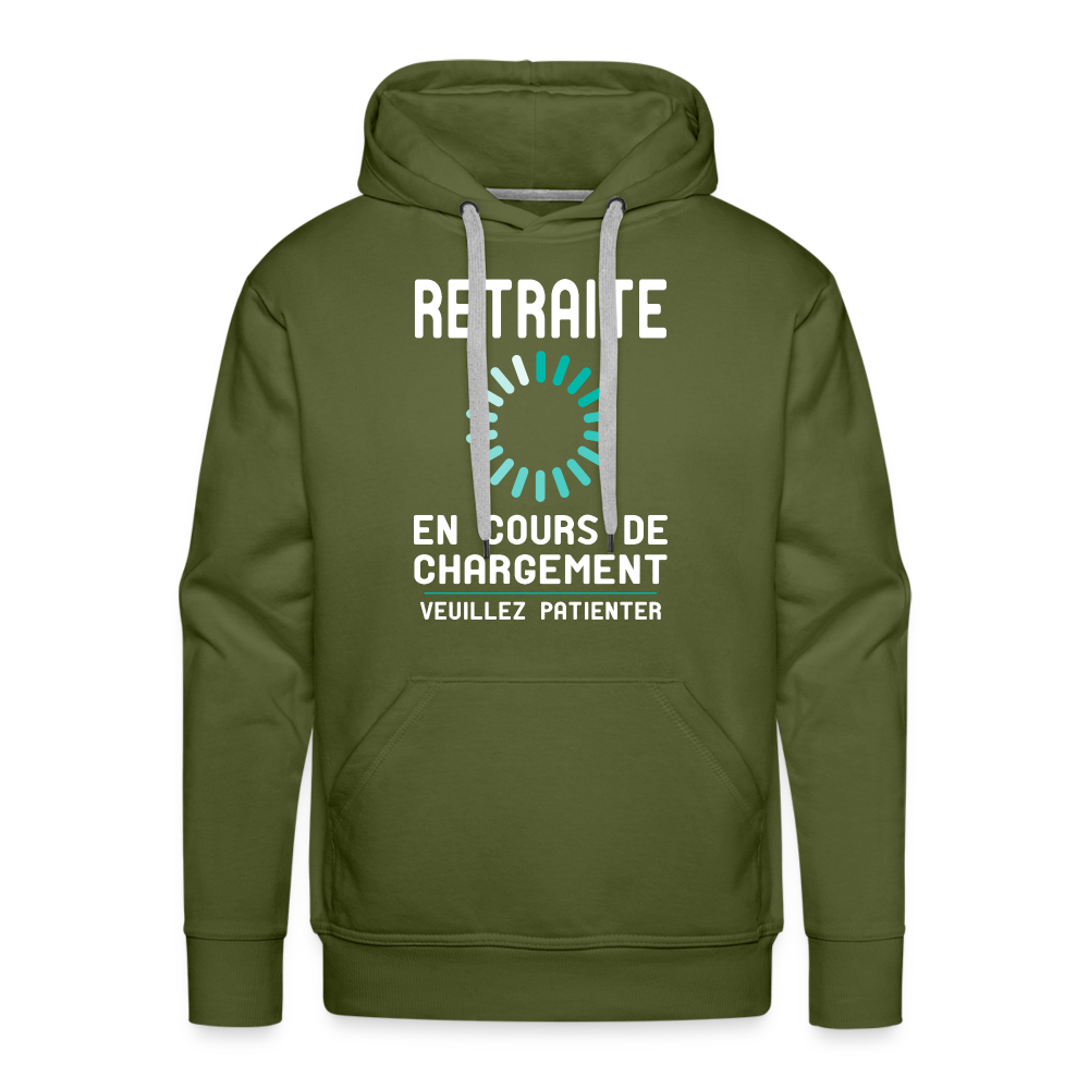 Sweat à capuche Premium Homme - Retraite en cours de chargement - vert olive