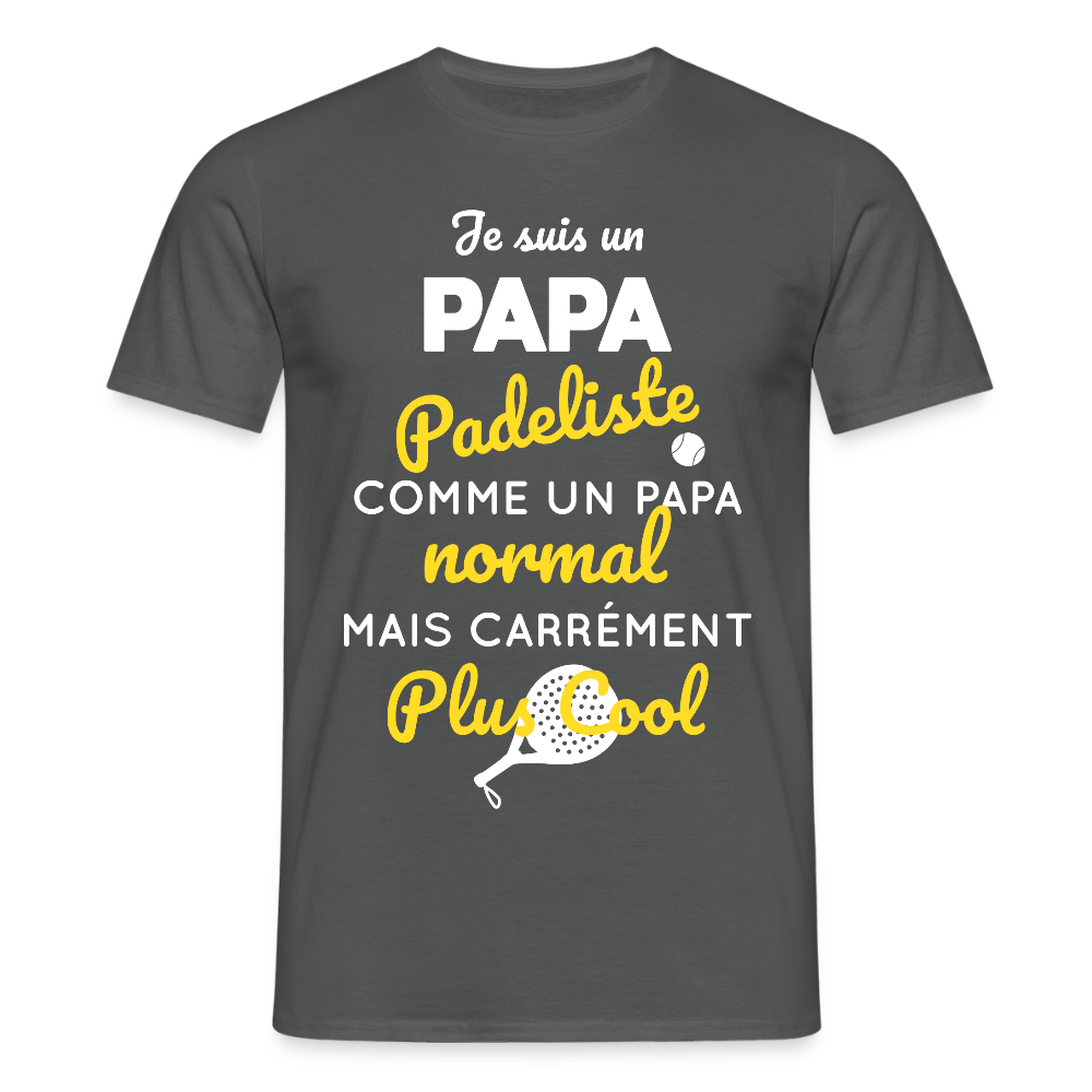T-shirt Homme - Papa Padeliste Plus Cool - charbon