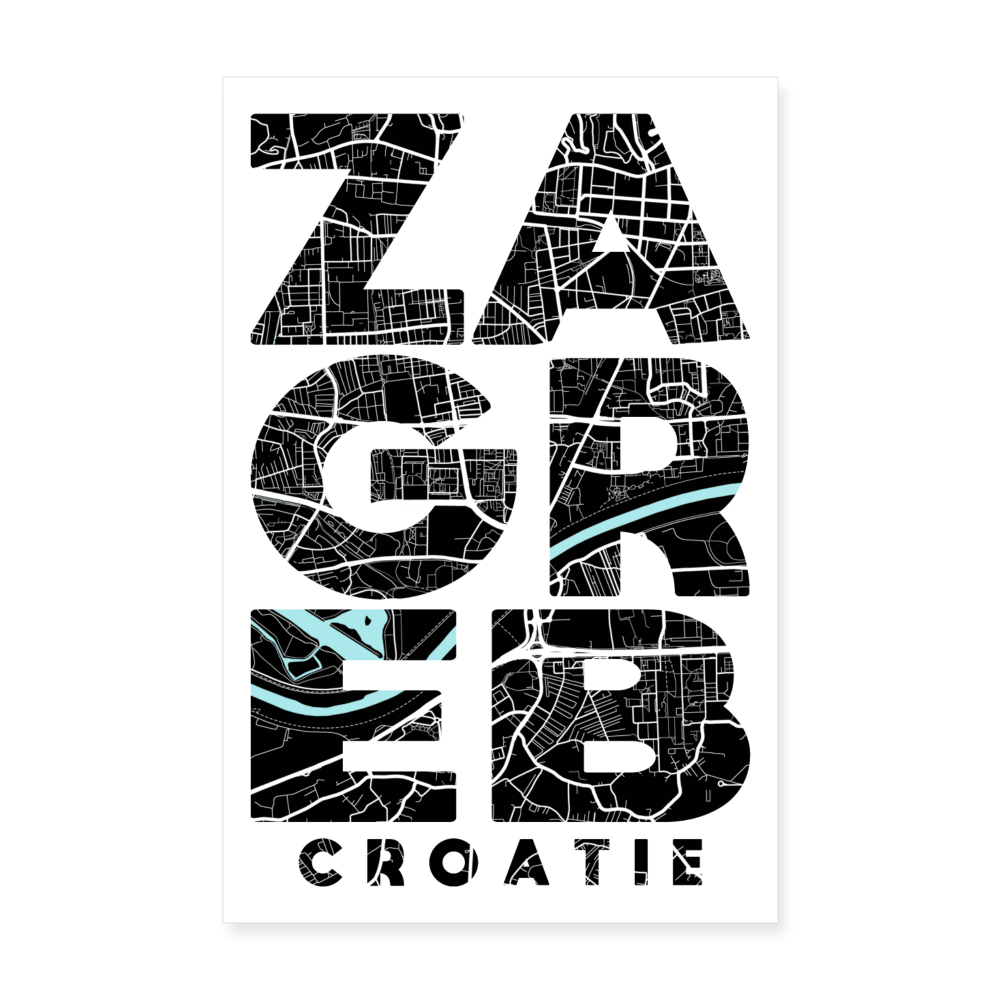 Poster Zagreb - Plan Zagreb - 20 x 30 cm - blanc