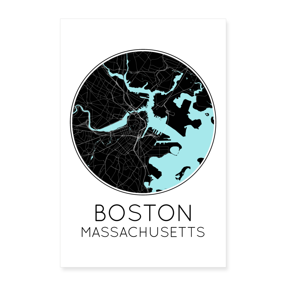 Poster Boston - Plan Boston - 40 x 60 cm - blanc