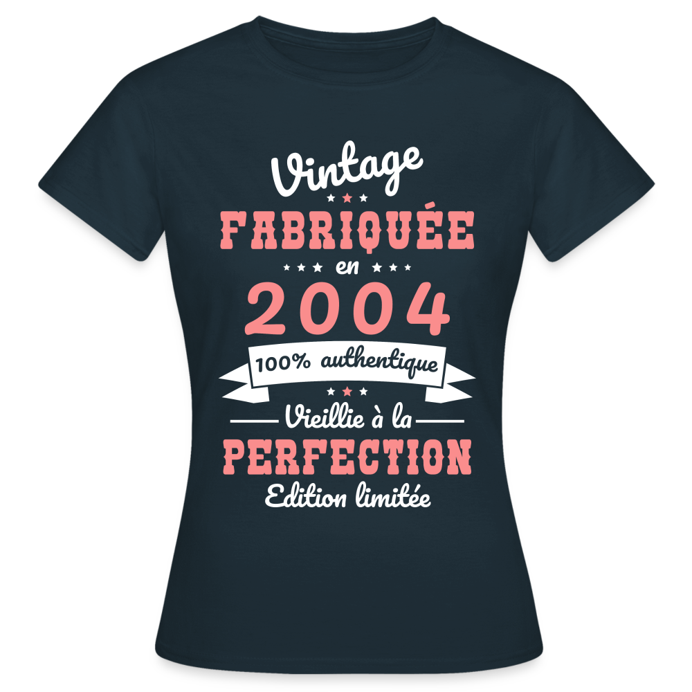 T-shirt Femme - Anniversaire 21 Ans - Vintage Fabriquée en 2004 - marine