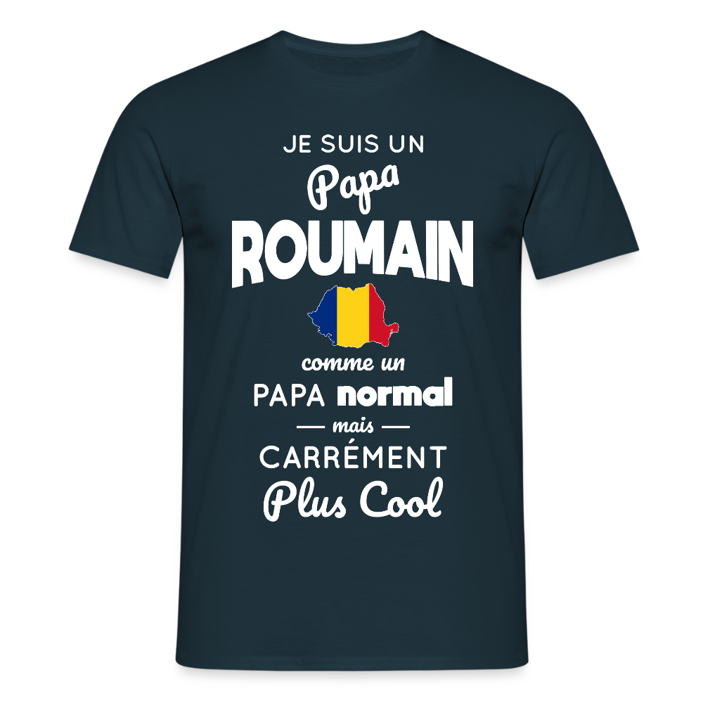 T-shirt Homme - Papa Roumain Plus Cool - marine