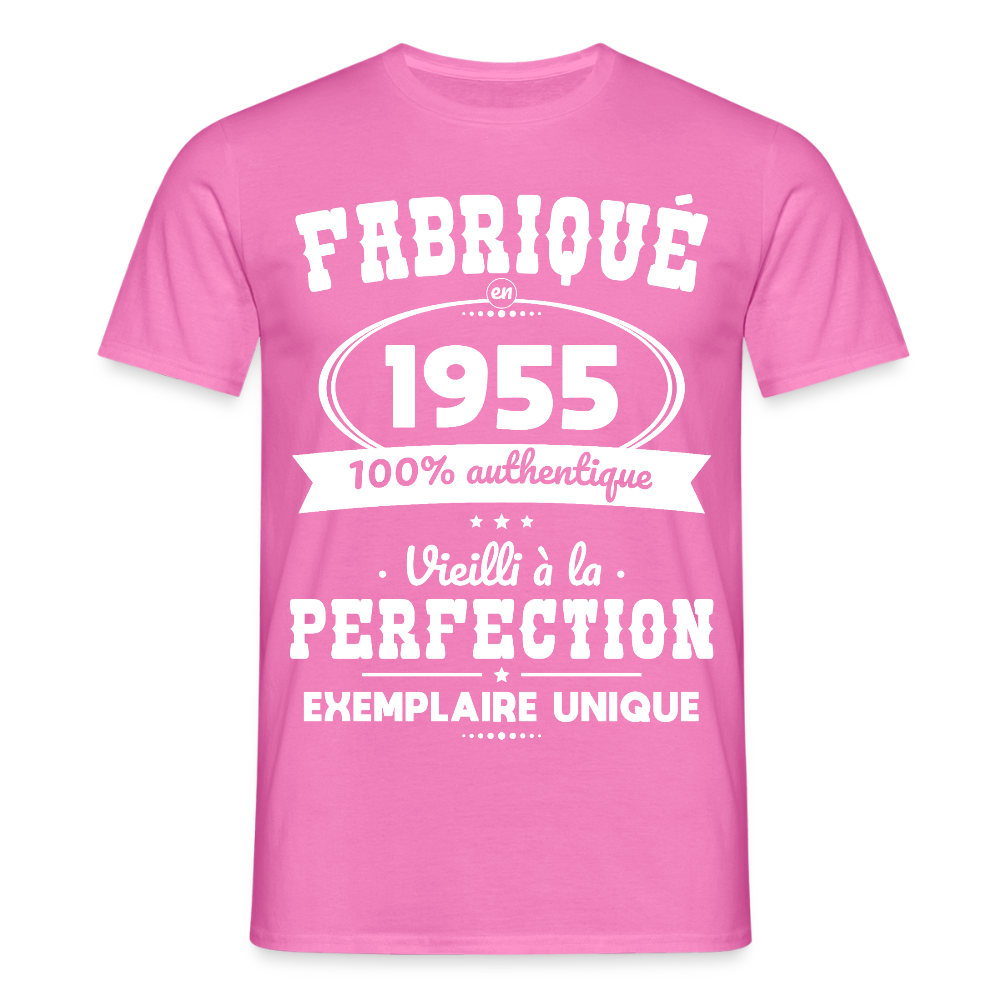 T-shirt Homme - Anniversaire 70 Ans - Fabriqué en 1955 - rose