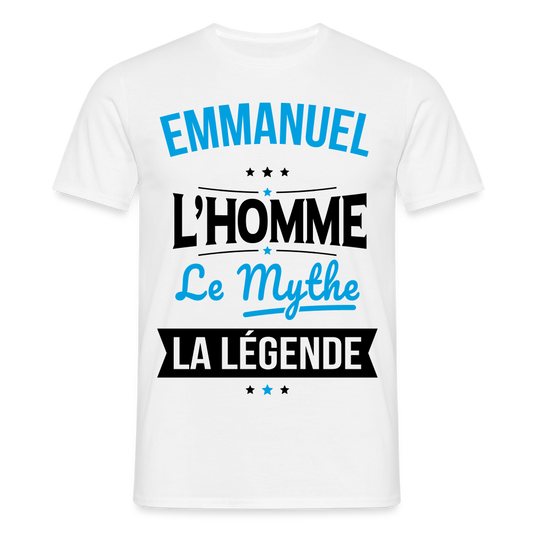 T-shirt Homme - Emmanuel - l'Homme - le Mythe - la Légende - blanc