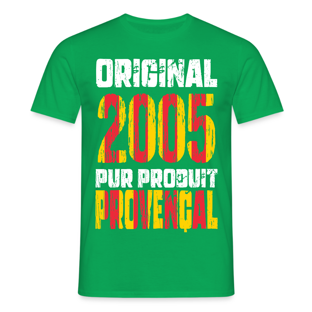 T-shirt Homme - Anniversaire 20 Ans - Original 2005 - Pur produit Provençal - vert