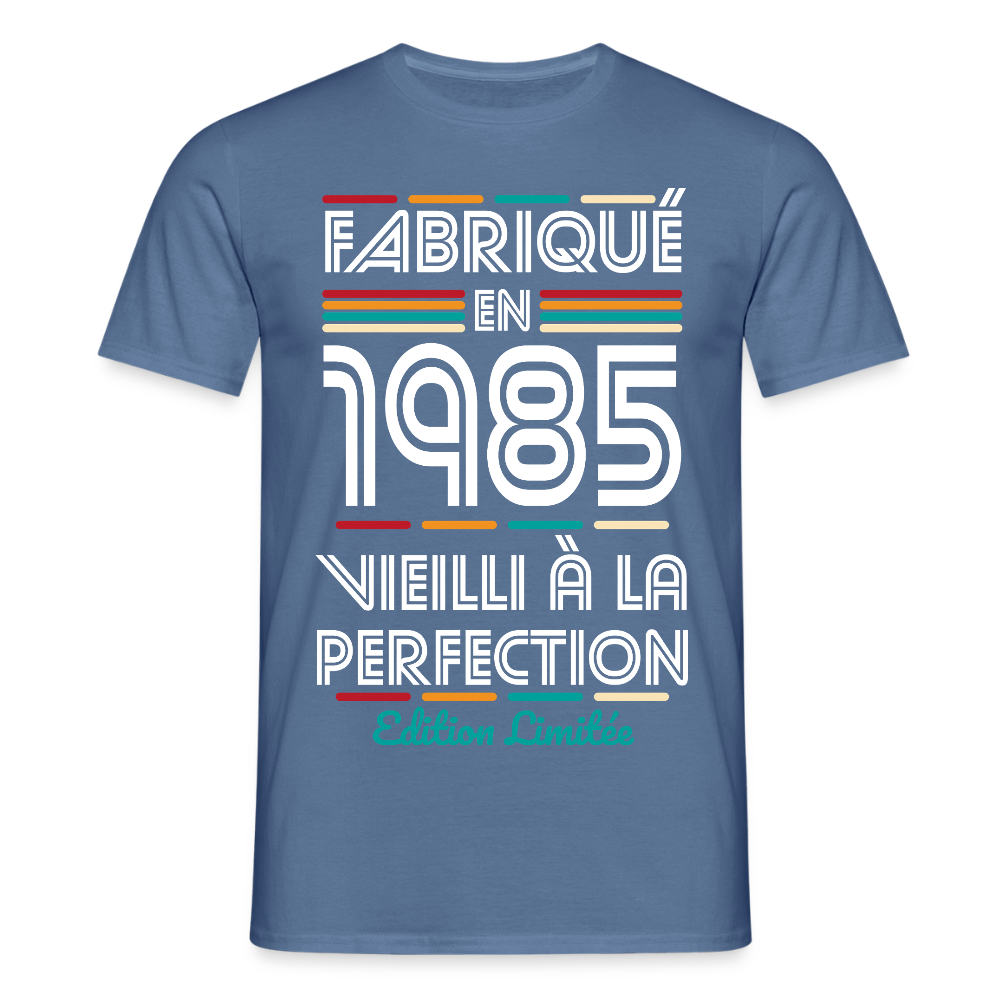 T-shirt Homme - Anniversaire 40 Ans - Fabriqué en 1985 - bleu pigeon