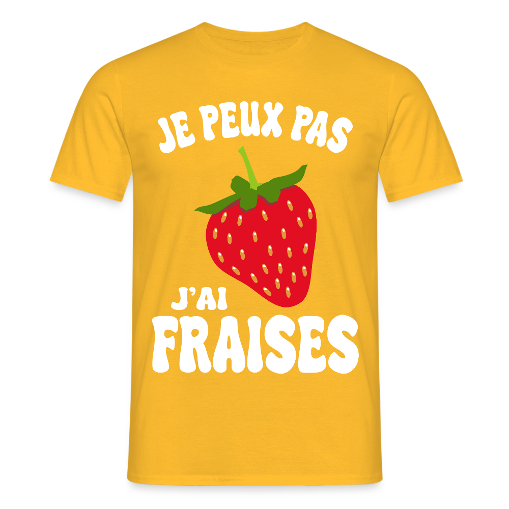 T-shirt Homme - Je peux pas j'ai fraises - jaune