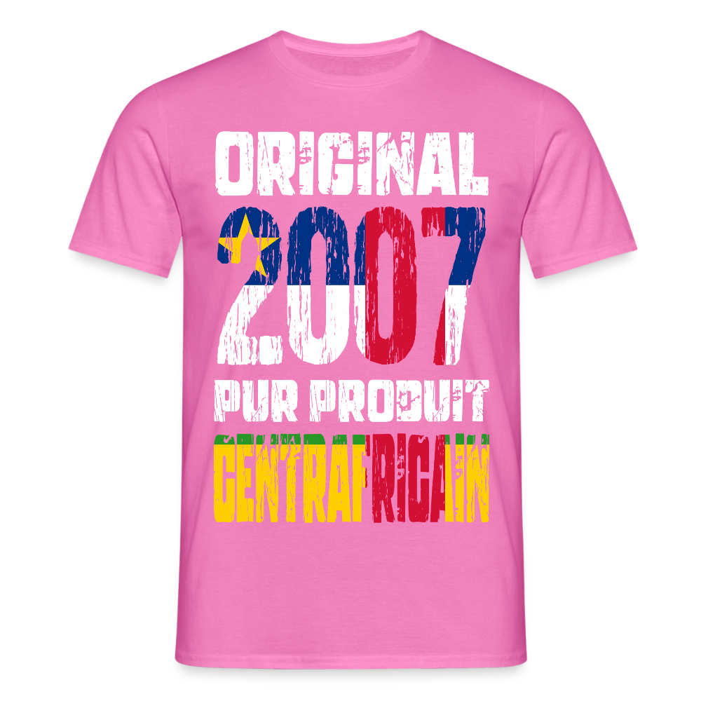 T-shirt Homme - Anniversaire 18 Ans - Original 2007 - Pur produit Centrafricain - rose