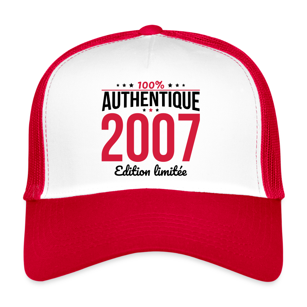Casquette Trucker - Anniversaire 18 Ans - 100% Authentique 2007 - blanc/rouge