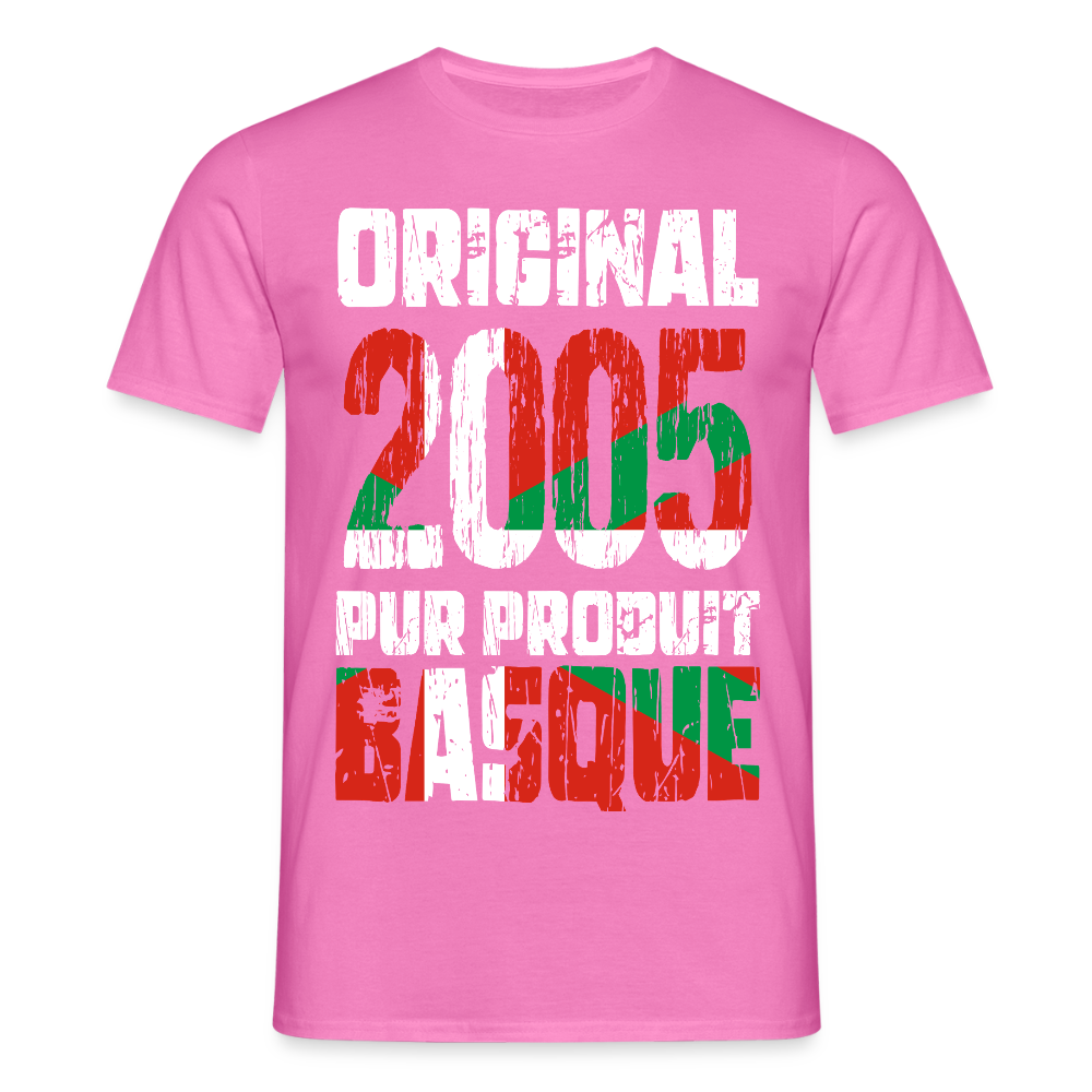 T-shirt Homme - Anniversaire 20 Ans - Original 2005 - Pur produit Basque - rose