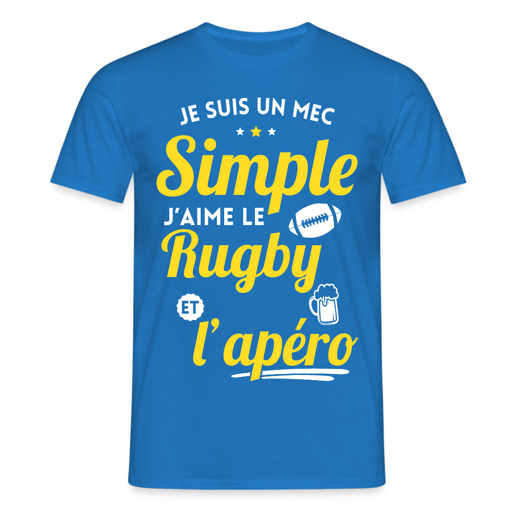 T-shirt Homme - J'aime le rugby et l'apéro - bleu royal