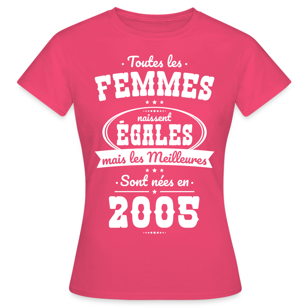 T-shirt Femme - Anniversaire 20 Ans - Les meilleures sont nées en 2005 - rose azalée
