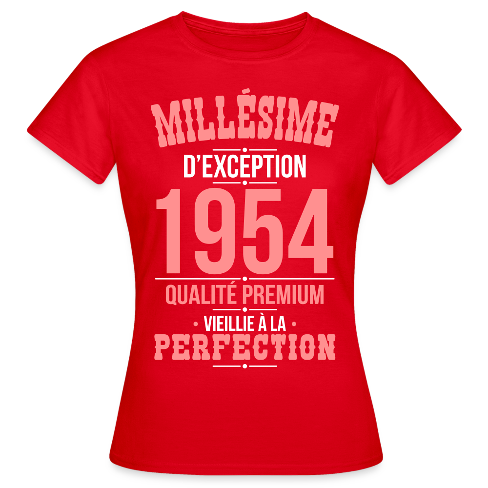 T-shirt Femme - Anniversaire 71 Ans - Millésime 1954 - rouge