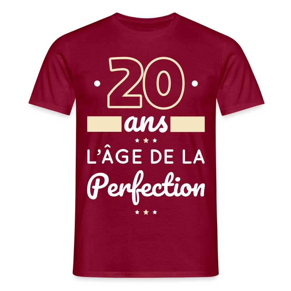 T-shirt Homme - 20 ans l'âge de la perfection - rouge brique