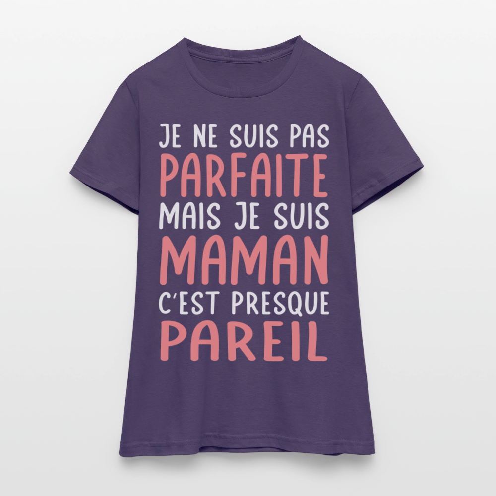 T-shirt Femme - Je ne suis pas parfaite mais je suis Maman - violet foncé