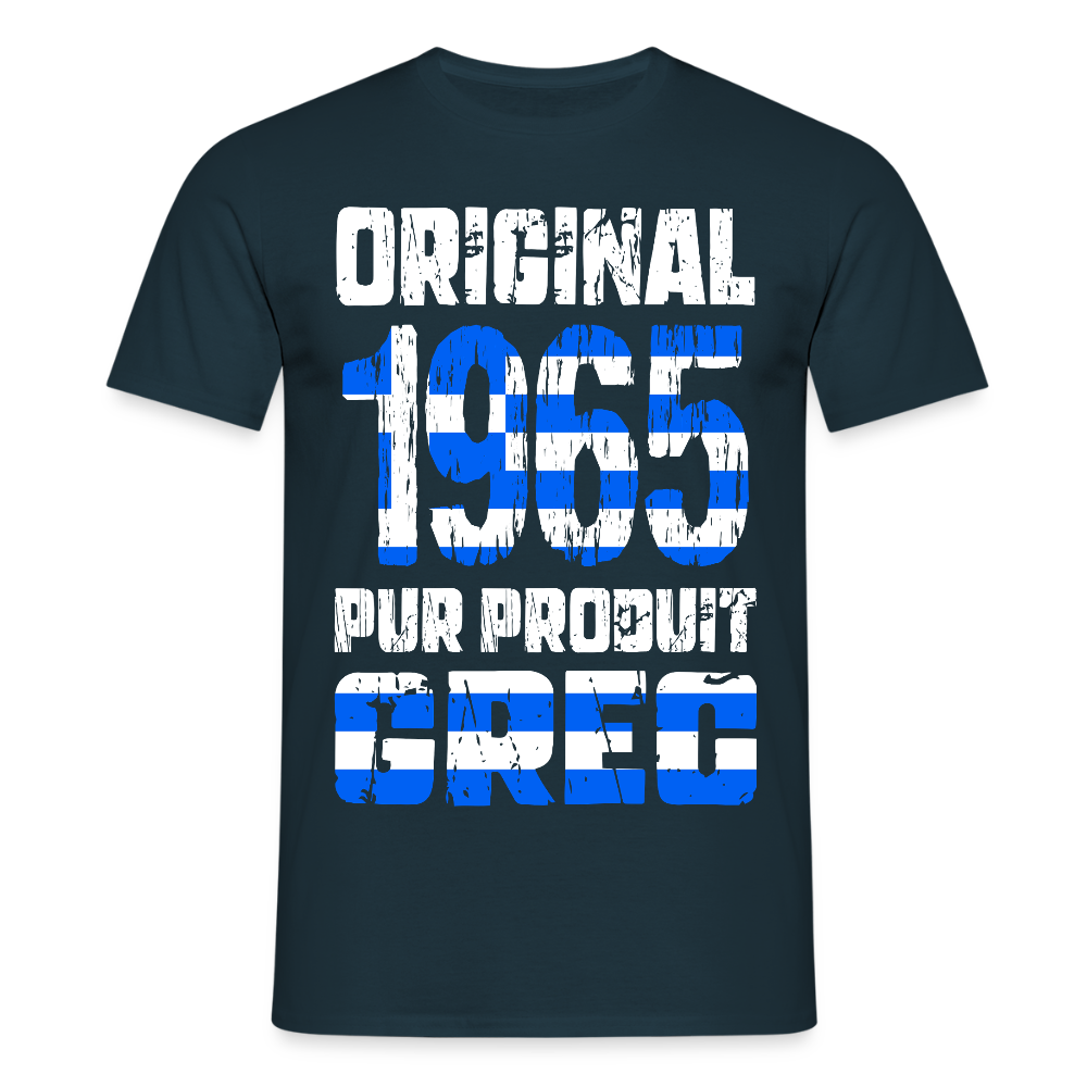 T-shirt Homme - Anniversaire 60 Ans - Original 1965 - Pur produit Grec - marine