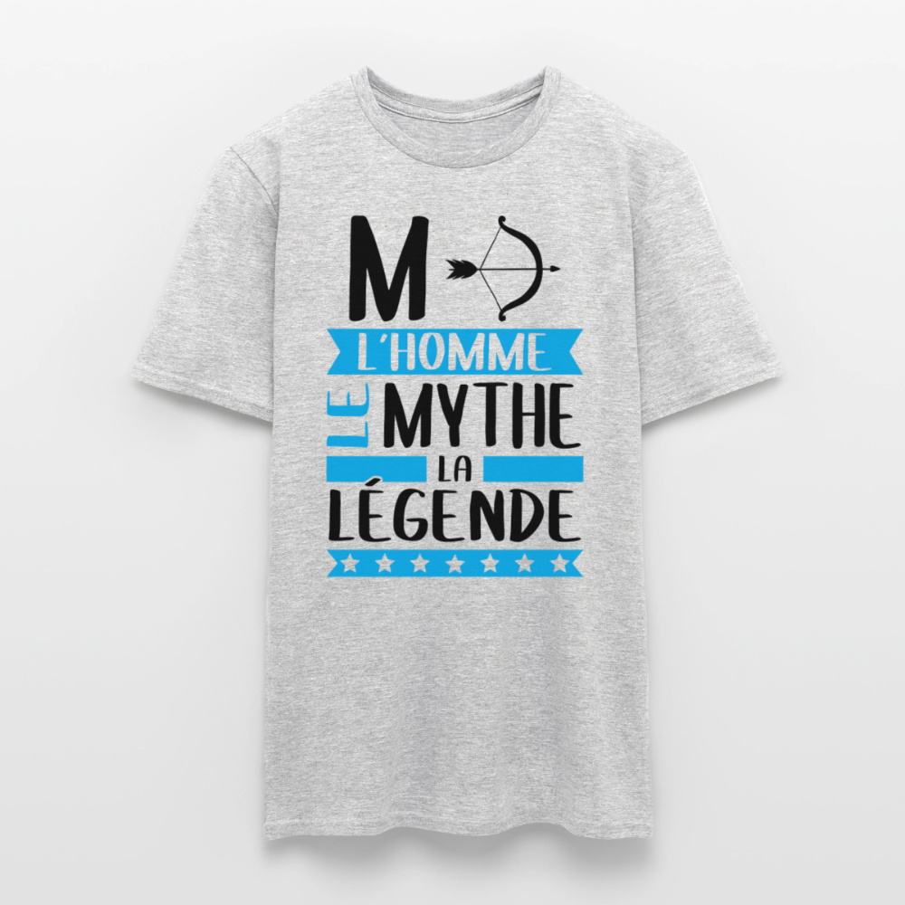 T-shirt homme coloris clair Marc en rébus – L’homme, le mythe, la légende - gris chiné