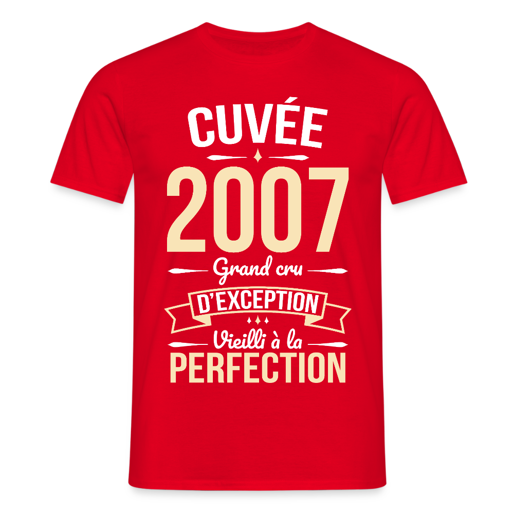T-shirt Homme - Anniversaire 18 Ans - Cuvée 2007 - rouge