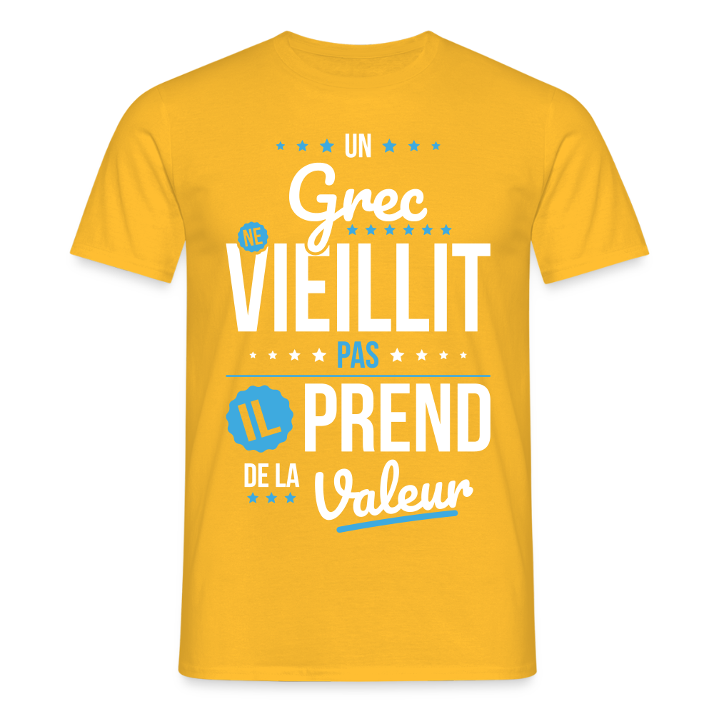 T-shirt Homme - Un Grec ne vieillit pas - jaune