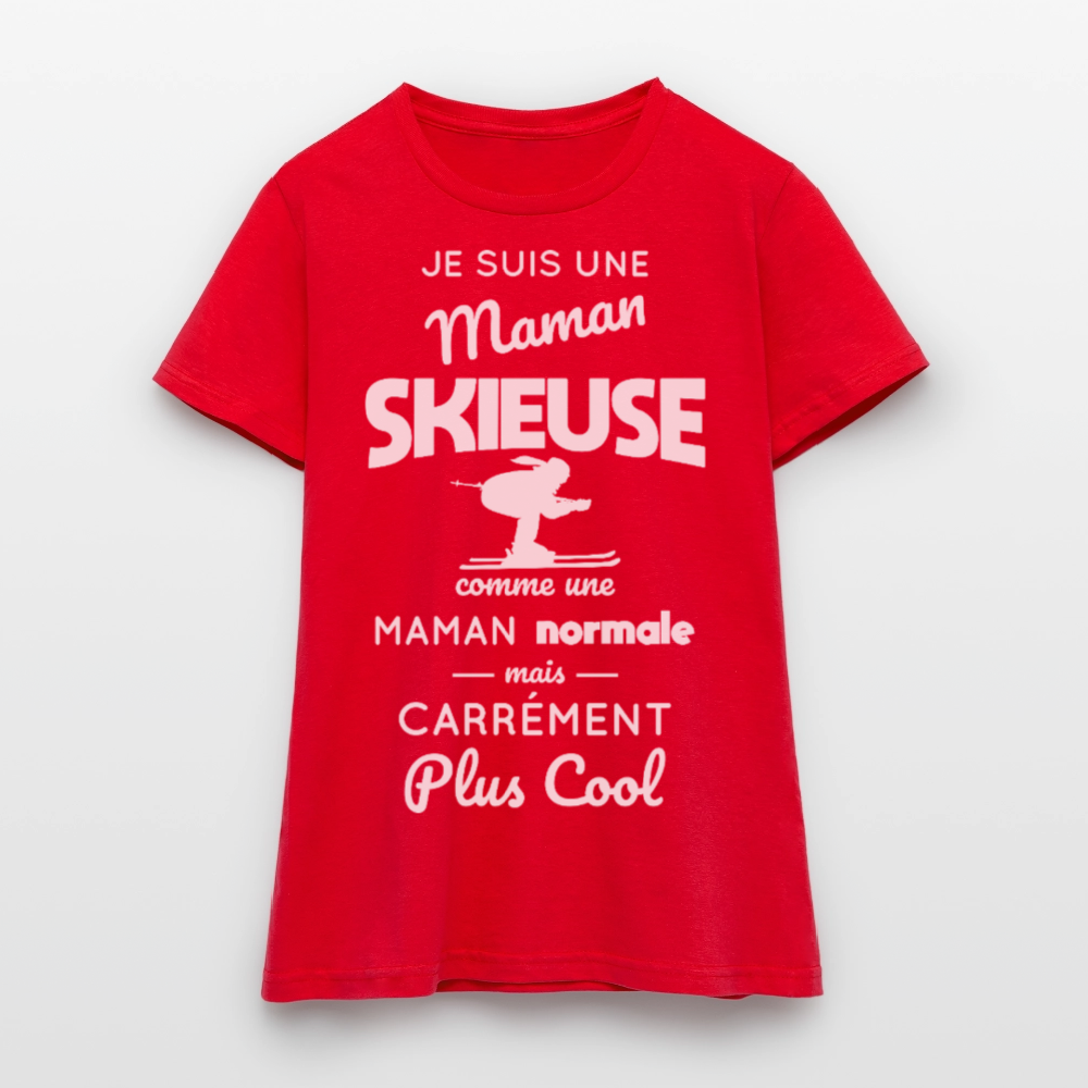 T-shirt Femme - Maman skieuse plus cool - rouge