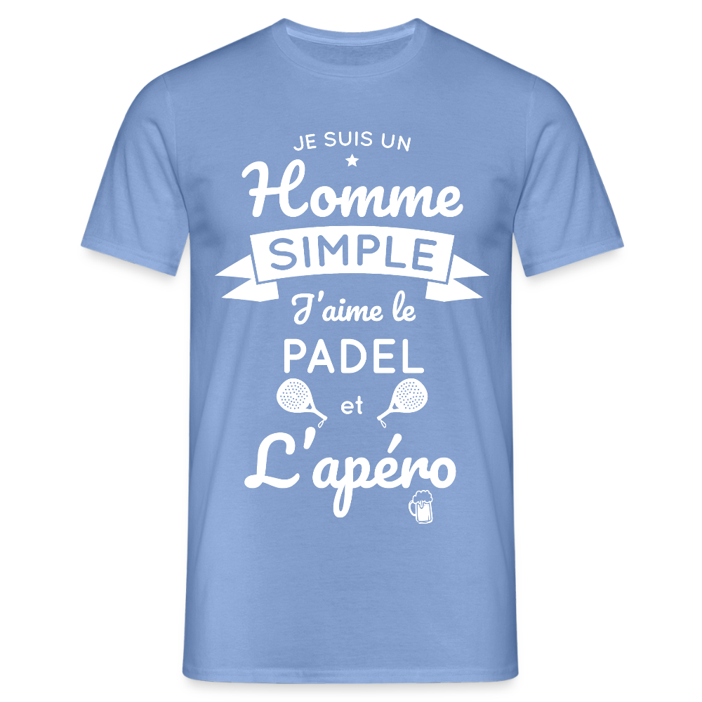 T-shirt Homme - Je Suis un Homme Simple j'aime le Padel et L'apéro - carolina blue