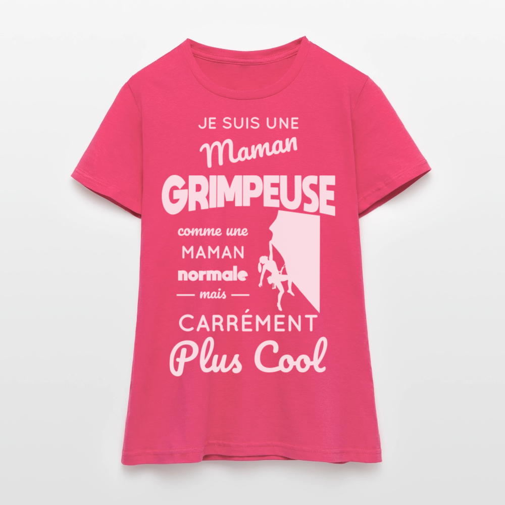 T-shirt Femme - Maman grimpeuse plus cool - rose azalée