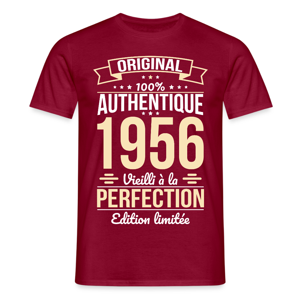 T-shirt anniversaire homme 70 ans – Original 1956 - rouge brique