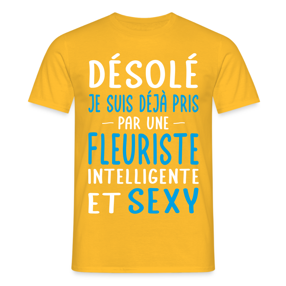 T-shirt Homme - Je suis pris par une fleuriste intelligente et sexy - jaune