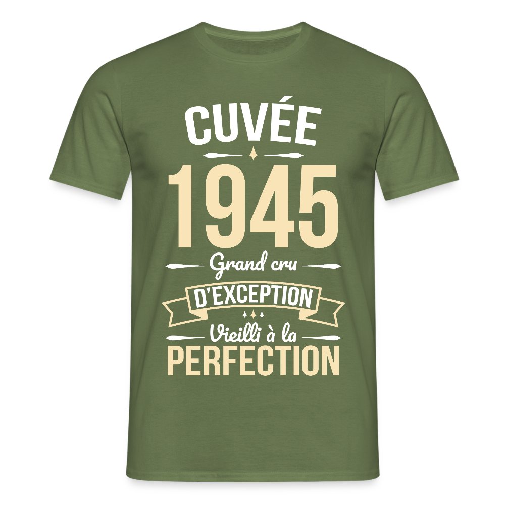 T-shirt Homme - Anniversaire 80 Ans - Cuvée 1945 - vert militaire