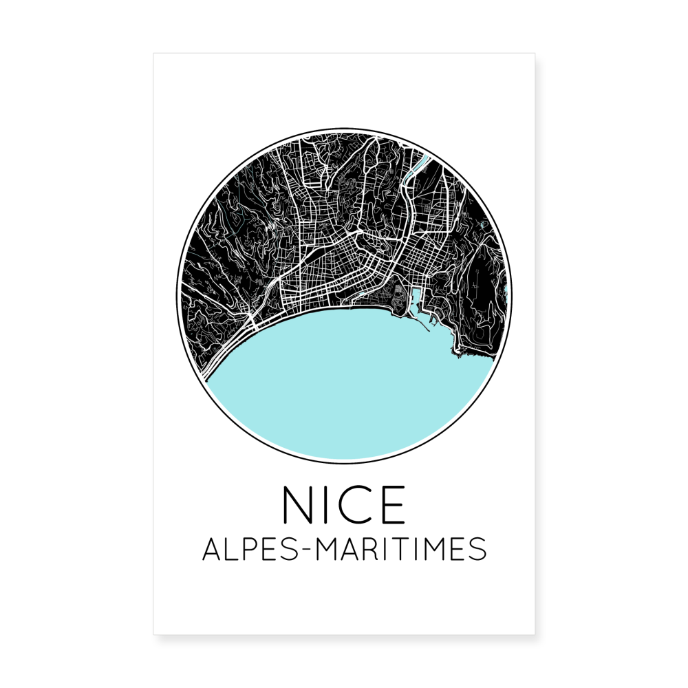 Poster Nice - Plan Nice - 20 x 30 cm - blanc