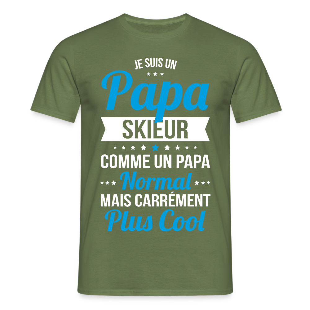 T-shirt Homme - Papa skieur plus cool - vert militaire
