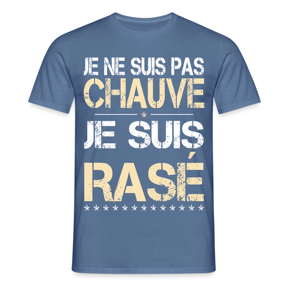 T-shirt Homme - Je ne suis pas chauve - Cadeau Humour - bleu pigeon