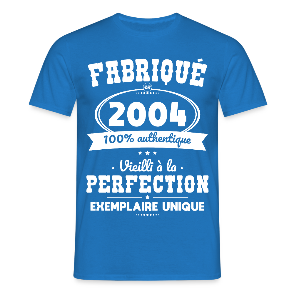 T-shirt Homme - Anniversaire 21 Ans - Fabriqué en 2004 - bleu royal