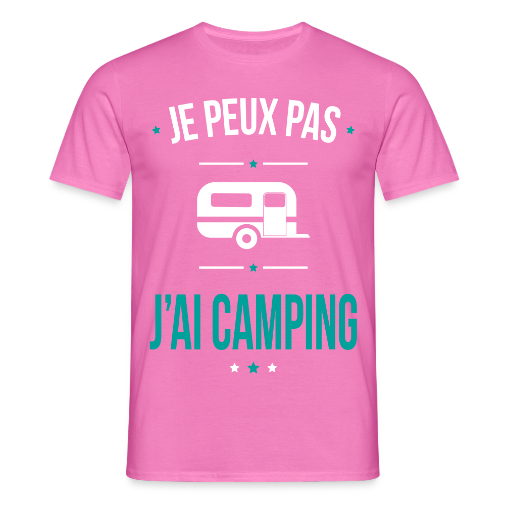 T-shirt Homme - Je peux pas j'ai Camping - rose