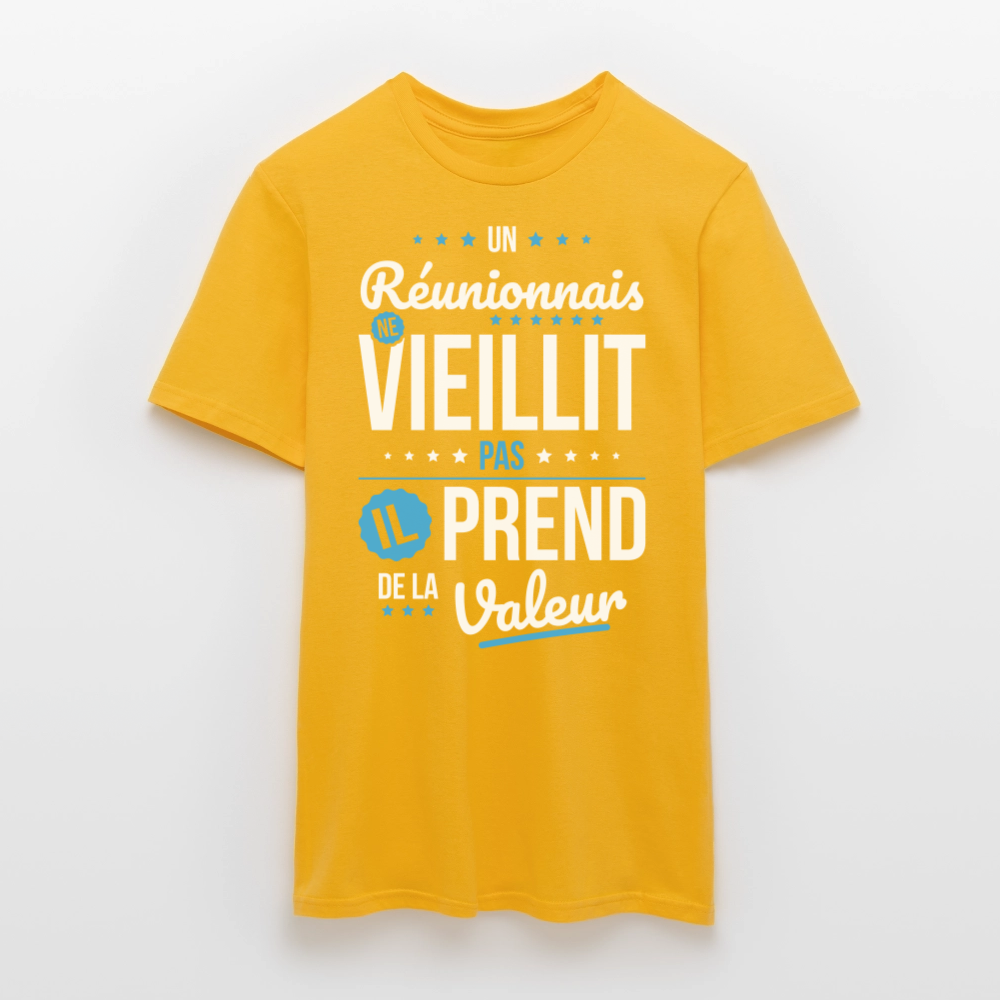 T-shirt Homme - Un Réunionnais ne vieillit pas - jaune