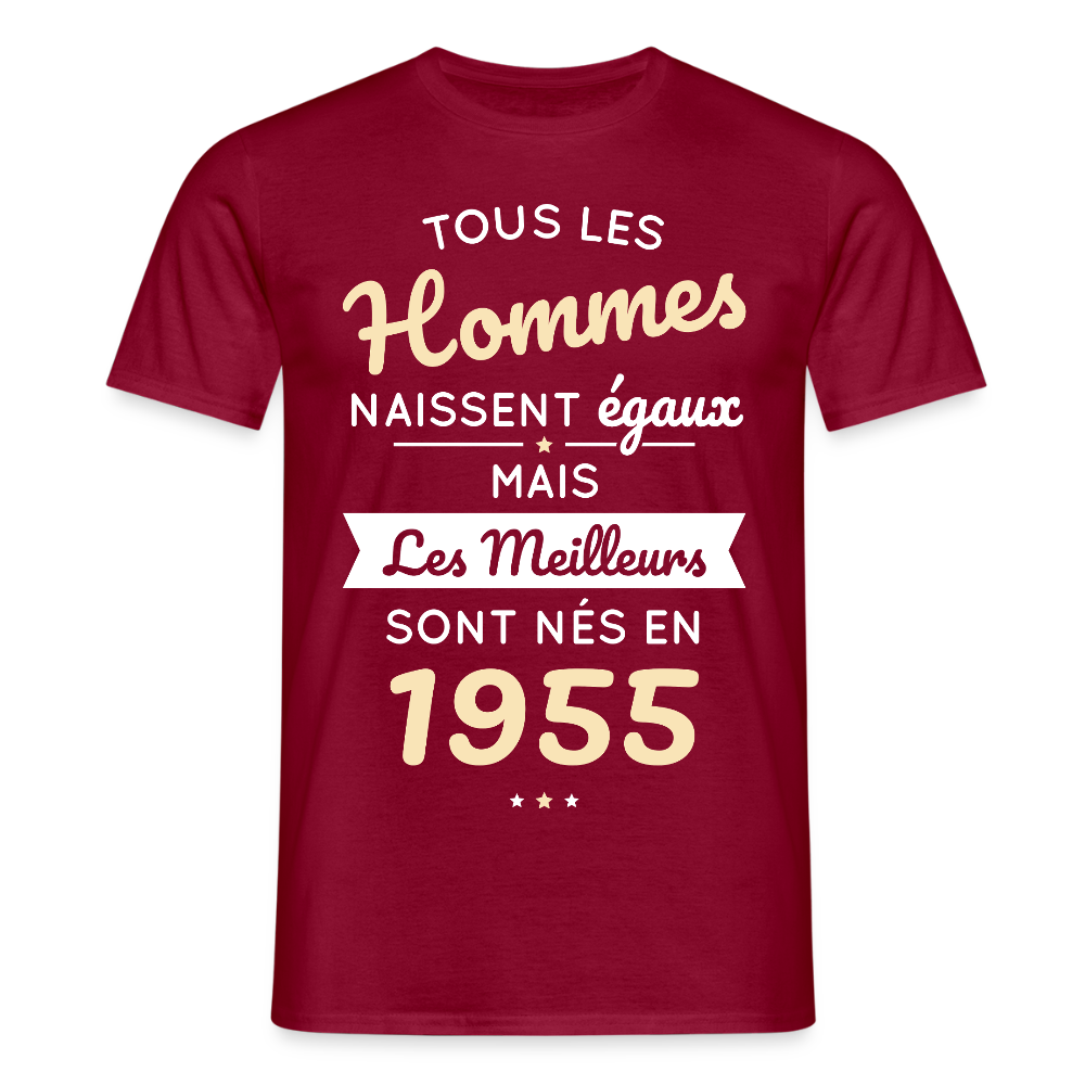 T-shirt Homme - Anniversaire 70 Ans - Les meilleurs sont nés en 1955 - rouge brique