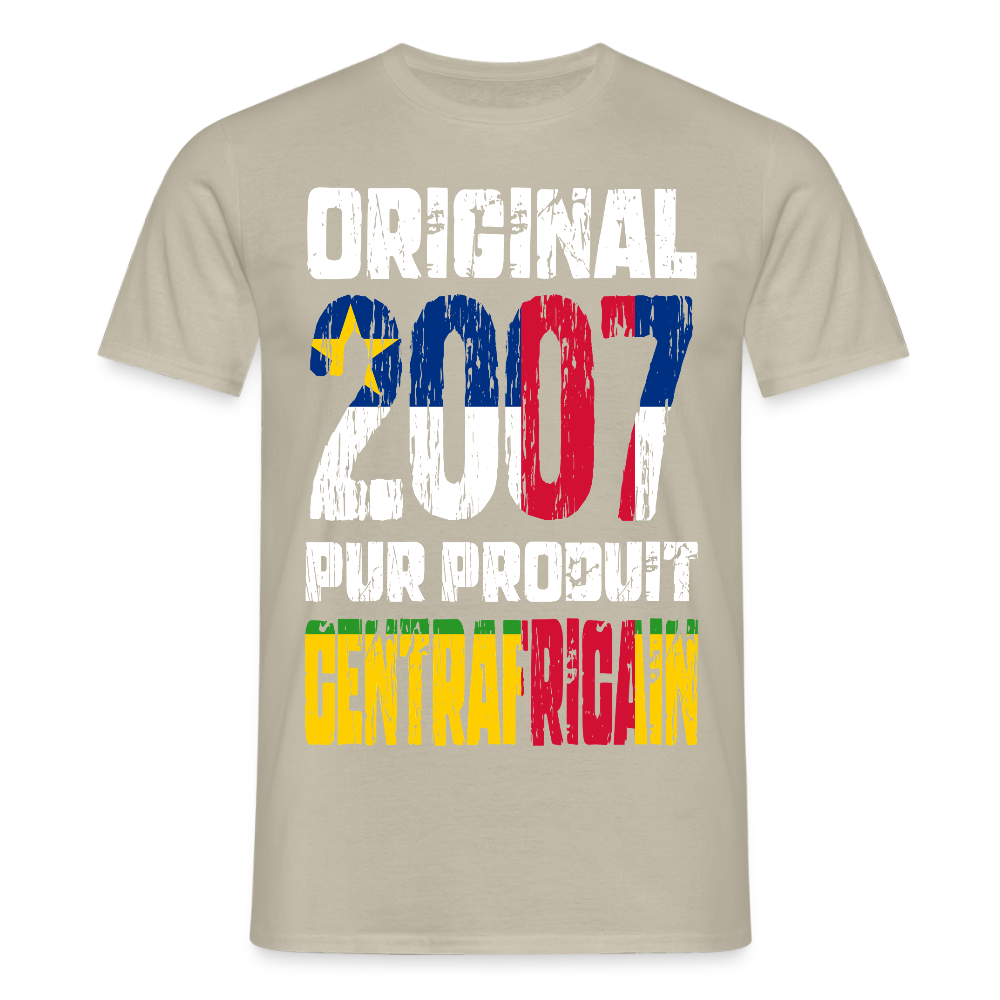 T-shirt Homme - Anniversaire 18 Ans - Original 2007 - Pur produit Centrafricain - beige sable