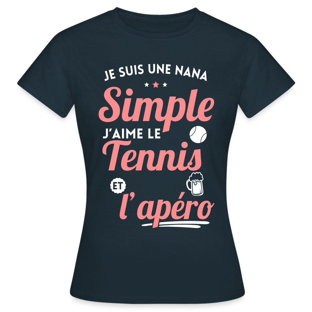 T-shirt Femme - J'aime le tennis et l'apéro - marine