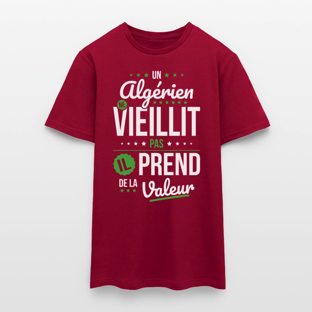 T-shirt Homme - Un Algérien ne vieillit pas - rouge brique