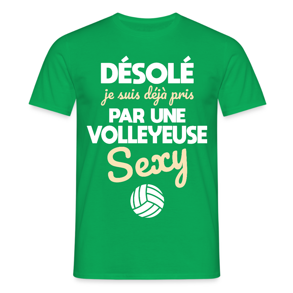 T-shirt Homme - Je suis pris par une volleyeuse sexy - vert