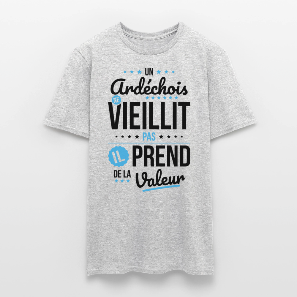 T-shirt Homme - Un Ardéchois ne vieillit pas - gris chiné