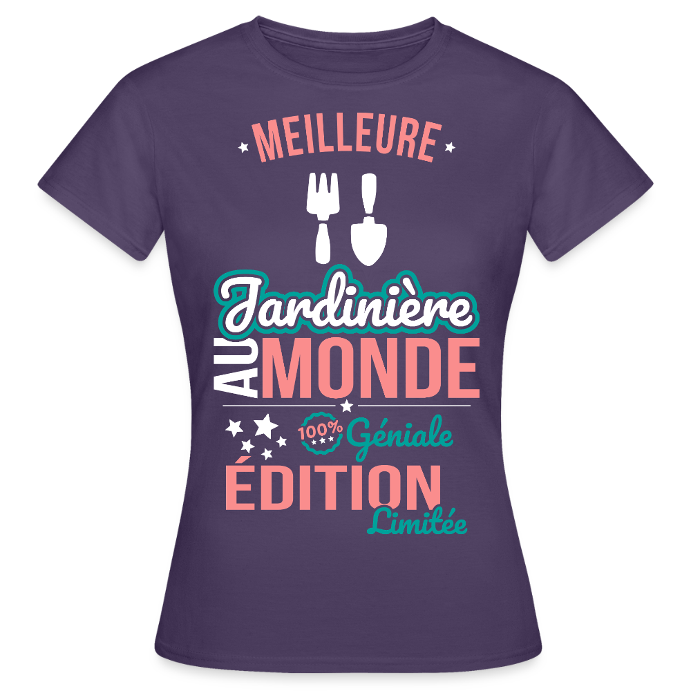 T-shirt Femme - Meilleure Jardinière au monde 100% géniale - violet foncé