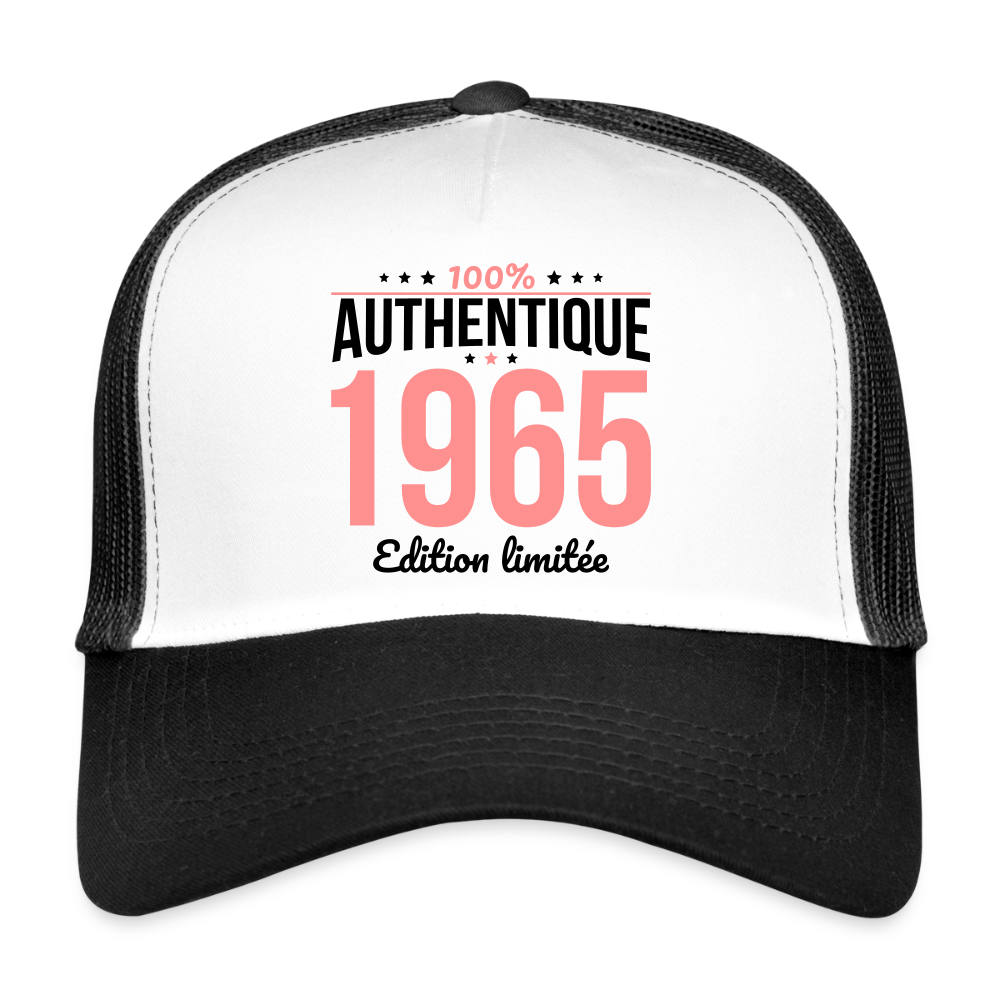 Casquette Trucker - Anniversaire 60 Ans - 100% Authentique 1965 - blanc/noir