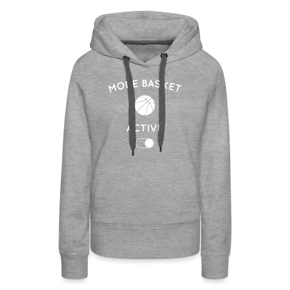 Sweat à capuche Premium Femme - Mode basket activé - gris chiné
