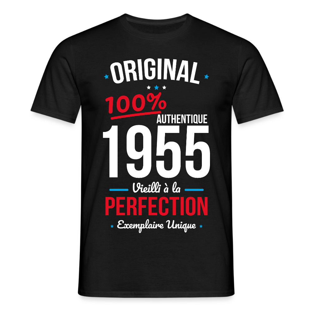 T-shirt Homme - Anniversaire 70 Ans - Original 1955 - noir